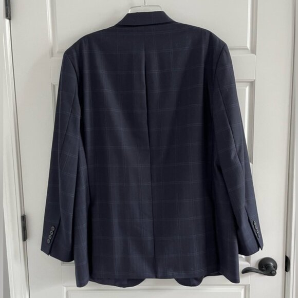 Brooks Brothers 346 Regent Fit Navy Windowpane Wool Blazer Sport Coat Jacket 48L - Picture 5 of 15